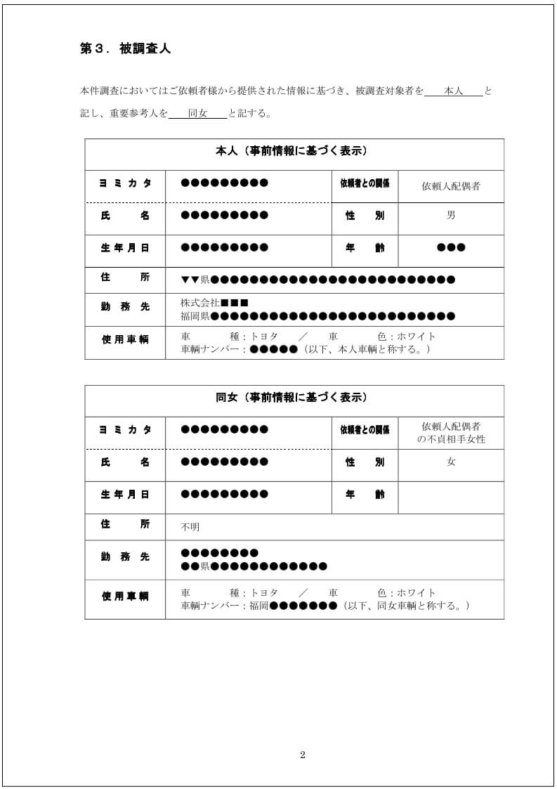 調査報告書サンプルについて｜福岡の探偵・興信所 帝国法務調査室